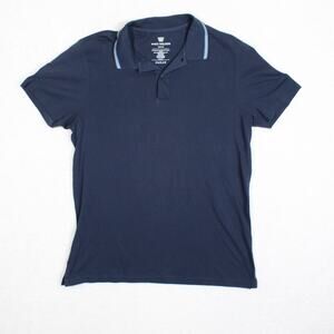 Mack Weldon Polo Shirt Mens Medium Blue Suplma Cotton Performance Golf Travel
